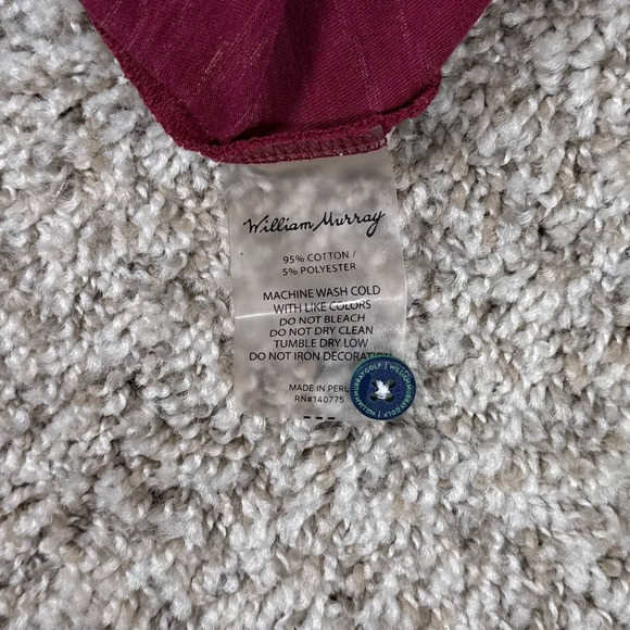 William Murray Polo Shirt Mens XL Red Heather Knit Plaid Trim Short Sleeve Golf - Picture 7 of 11